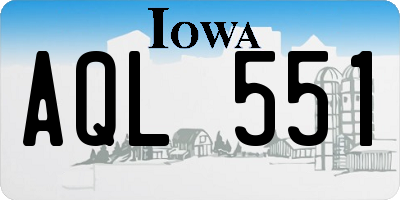 IA license plate AQL551