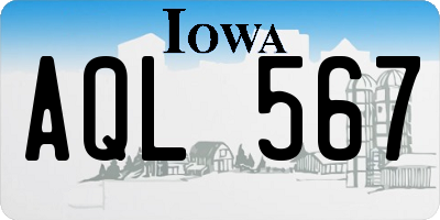 IA license plate AQL567