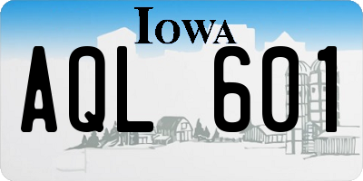 IA license plate AQL601