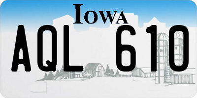 IA license plate AQL610