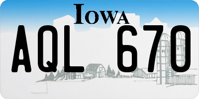 IA license plate AQL670