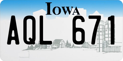 IA license plate AQL671