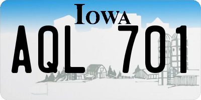 IA license plate AQL701