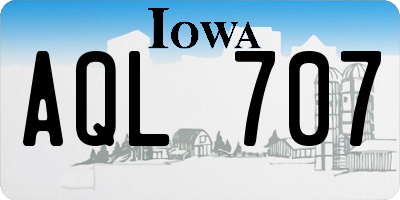 IA license plate AQL707