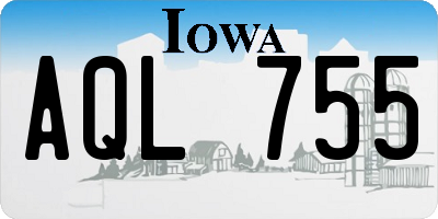 IA license plate AQL755