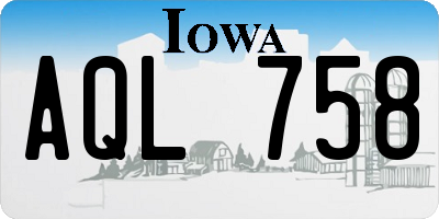 IA license plate AQL758