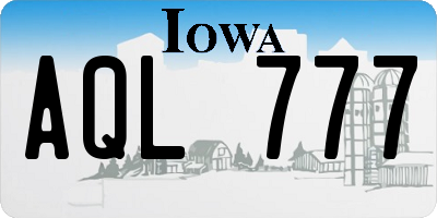 IA license plate AQL777