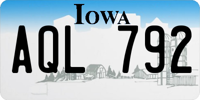 IA license plate AQL792