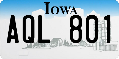 IA license plate AQL801