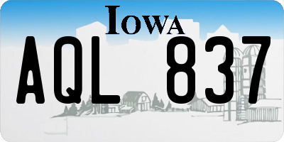 IA license plate AQL837
