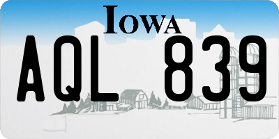 IA license plate AQL839
