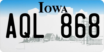 IA license plate AQL868
