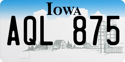 IA license plate AQL875