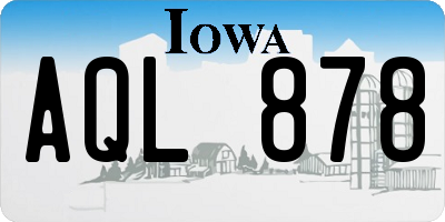 IA license plate AQL878