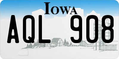 IA license plate AQL908
