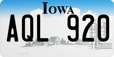 IA license plate AQL920