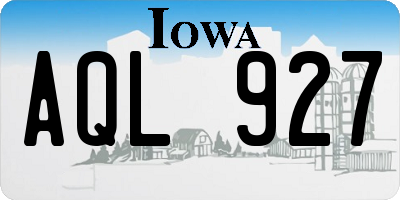 IA license plate AQL927