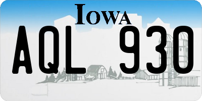 IA license plate AQL930