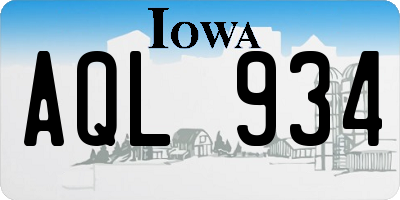 IA license plate AQL934