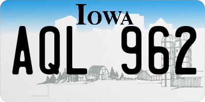 IA license plate AQL962