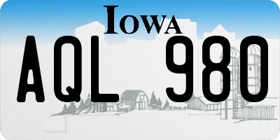 IA license plate AQL980