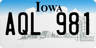 IA license plate AQL981