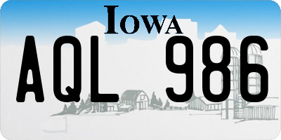 IA license plate AQL986