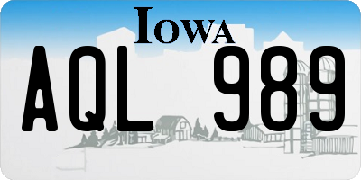 IA license plate AQL989