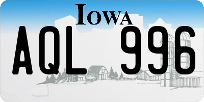 IA license plate AQL996