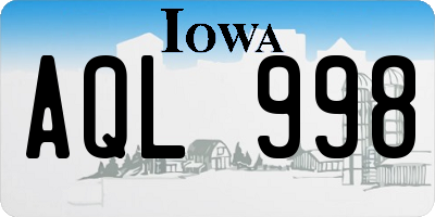 IA license plate AQL998