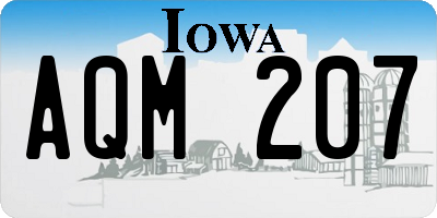 IA license plate AQM207