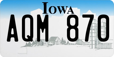 IA license plate AQM870