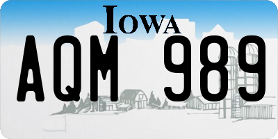 IA license plate AQM989