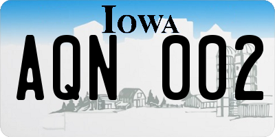 IA license plate AQN002