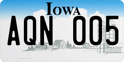 IA license plate AQN005