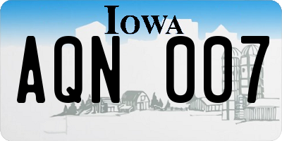 IA license plate AQN007