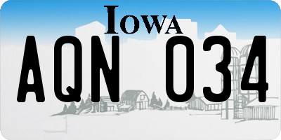 IA license plate AQN034