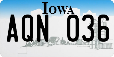 IA license plate AQN036
