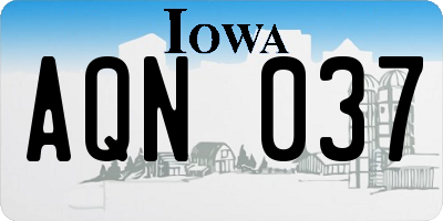 IA license plate AQN037