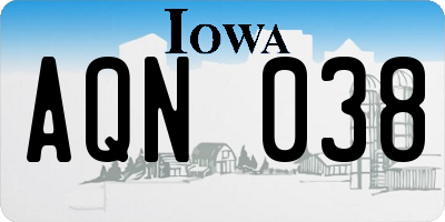 IA license plate AQN038