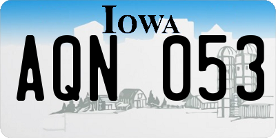 IA license plate AQN053