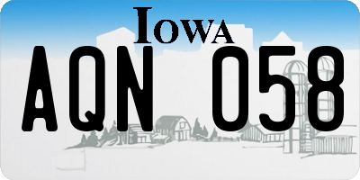 IA license plate AQN058