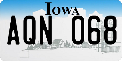 IA license plate AQN068