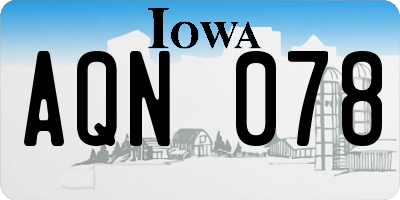 IA license plate AQN078