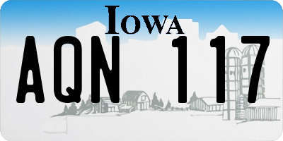 IA license plate AQN117