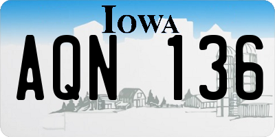 IA license plate AQN136