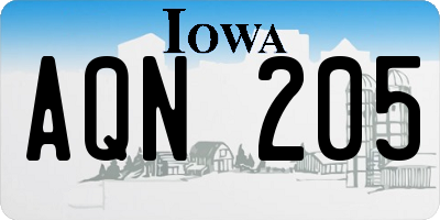 IA license plate AQN205