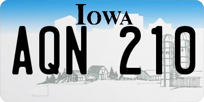 IA license plate AQN210