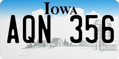 IA license plate AQN356