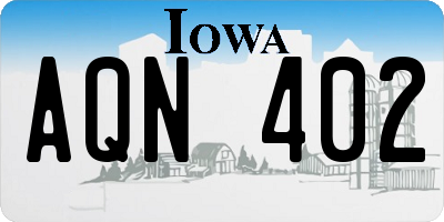 IA license plate AQN402